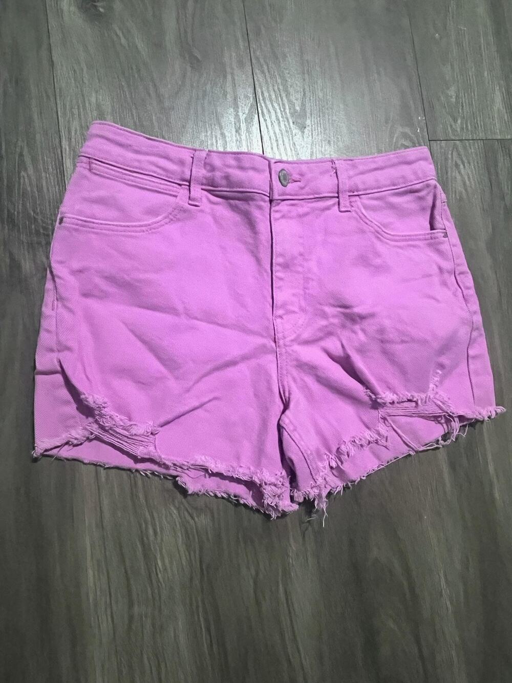 Wrangler Shorts Womens 4 Pink Cut-Off High Rise 3in Fringe Casual Denim Stretch